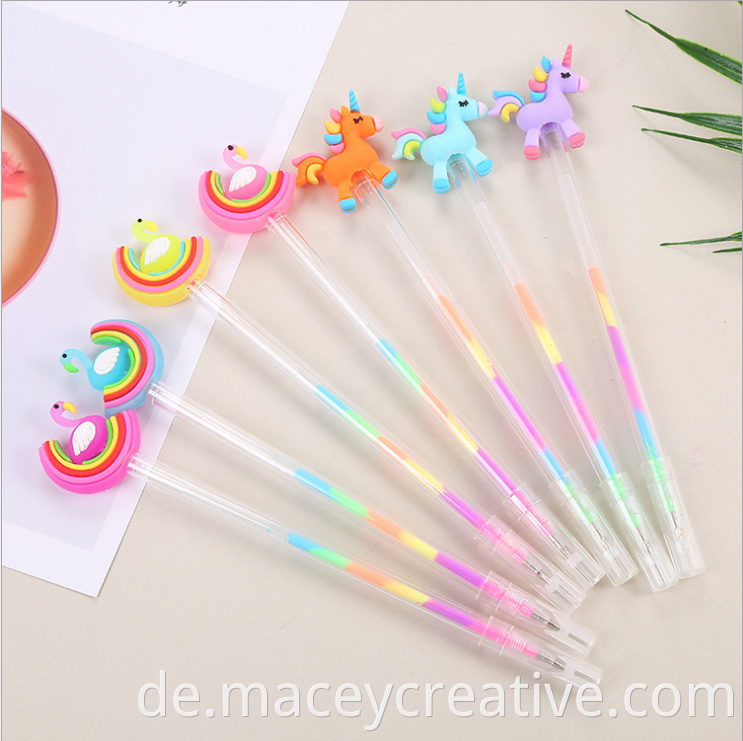 Kreativer Regenbogen neutral 6 Farbstift Diy Highlighter Pastell Cartoon Schwan Pony Modeling Highlighter